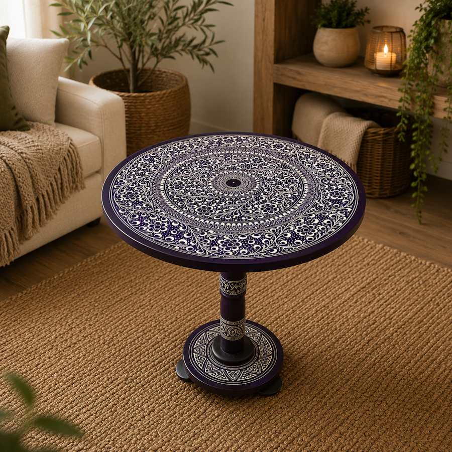 Mesa pintada a mano  color violeta